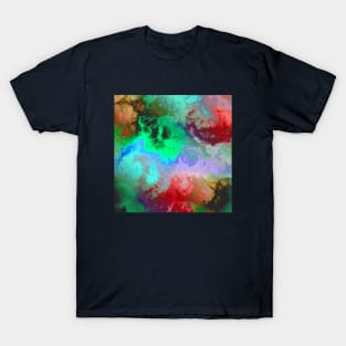 Red Green and Brown Vivid Cosmic Clouds T-Shirt